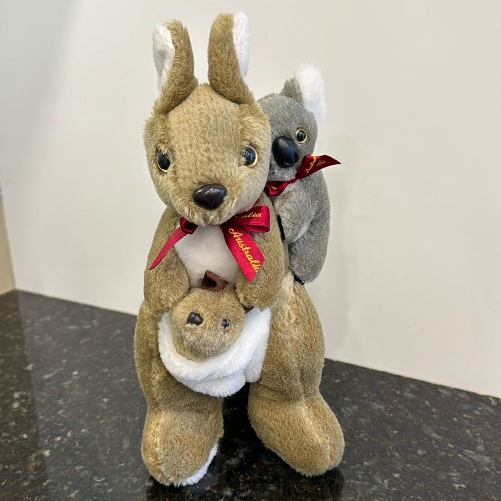 Vintage Kangaroo and Joey Plush Toy, Stuffed Animal. Size 15”
